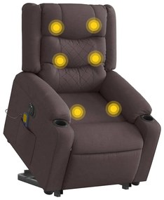Πολυθρόνα Μασάζ Ηλεκ. Ανακλινόμενη Ανύψωση Σκ. Καφέ Υφασμάτινη