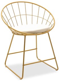 058-000021 Καρέκλα Seth pakoworld μέταλλο χρυσό-μαξιλάρι PVC λευκό 58,0x50,0x71,0εκ METAL WIRE - PVC CUSHION GOLDEN - WHITE, 1 Τεμάχιο