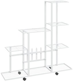 vidaXL Ανθοστήλη με Ρόδες Λευκή 94,5 x 25 x 92,5 εκ. Μεταλλική