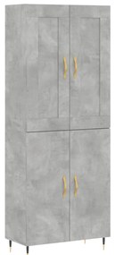 vidaXL Ντουλάπι Γκρι Σκυροδέματος 69,5x34x180 εκ. Επεξεργασμένο Ξύλο
