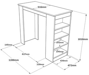 Τραπέζι Bar ArteLibre BROCKLEY Πεύκο/Λευκό Μοριοσανίδα 120x51.6x101.8cm