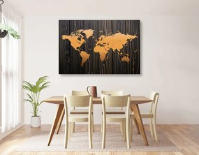Εικόνα σε πορτοκαλί χάρτη φελλού σε ξύλο - 120x80  wooden
