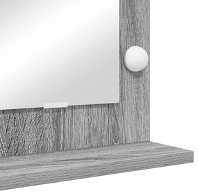 vidaXL Καθρέφτης Vanity με LED Φώτα Γκρι Σονομά 60x55x18 εκ