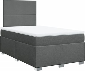 vidaXL Κρεβάτι Boxspring με Στρώμα Σκούρο Γκρι 120x200 εκ. Υφασμάτινο