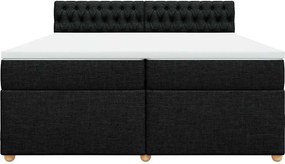 vidaXL Κρεβάτι Boxspring με Στρώμα Μαύρο 200x200 εκ. Υφασμάτινο