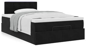 vidaXL Οθωμανικό κρεβάτι με στρώμα Μαύρο 120x200cm Velvet