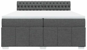 vidaXL Κρεβάτι Boxspring με Στρώμα Σκούρο Γκρι 200x200 εκ. Υφασμάτινο