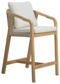 Bar stool Luciana solid acacia wood-beige fabric 68x55x97.5cm 68x55x97.5 εκ.