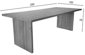 Τραπέζι Zibra teak ξύλο σε φυσική απόχρωση 220x100x75εκ