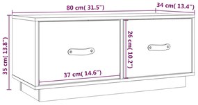 Έπιπλο Τηλεόρασης Καφέ Μελί 80x34x35 εκ από Μασίφ Ξύλο Πεύκου - Καφέ