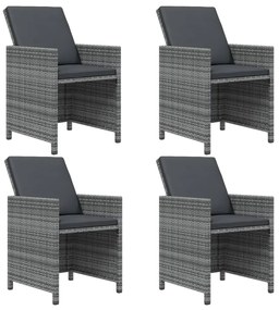 vidaXL Σετ Τραπεζαρίας Κήπου 5 Τεμαχίων Γκρι Συνθ. Ρατάν με Μαξιλάρια