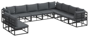 vidaXL Σετ Καναπέ Κήπου 10 pcs Μαύρο 353 x 283 x 71 εκ. Αλουμίνιο
