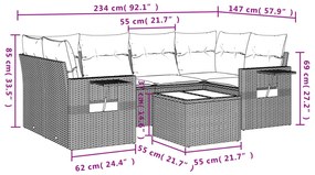 vidaXL Σετ Σαλονιού Κήπου 7 τεμ. Γκρι Συνθετικό Ρατάν με Μαξιλάρια