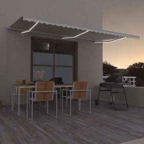 vidaXL Χειροκίνητη τέντα με ηλιακό LED 6 x 3 m Κρεμ 100% Πολυεστέρας