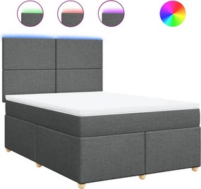 vidaXL Κρεβάτι Boxspring με Στρώμα Σκούρο Γκρι 140x200 εκ Υφασμάτινο
