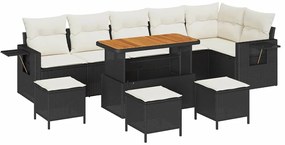 vidaXL Σετ Καναπέ Κήπου με αποθήκευση 10 pcs Μαύρο Πολυ ράταν