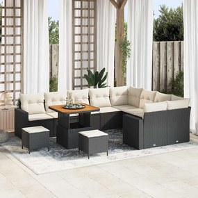 vidaXL Σετ Καναπέ Κήπου 12 pcs Μαύρο και κρεμ 80 x 80 x 71 cm