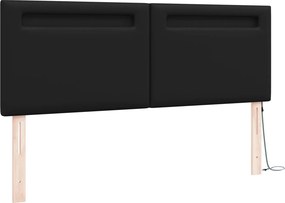 vidaXL LED κεφαλάρι Μαύρο 160 cm Τεχνητό Δέρμα