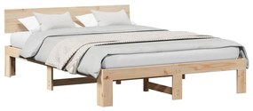 vidaXL Σκελετός Κρεβατιού Καφέ 140 x 200 cm Μασίφ ξύλο πεύκου