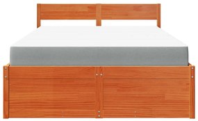 vidaXL Κρεβάτι με Συρτάρια+Στρώμα Καφέ 120x190 εκ. Μασίφ Ξύλο Πεύκου