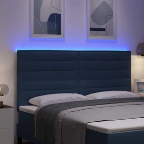 vidaXL LED κεφαλάρι Μπλε ύφασμα