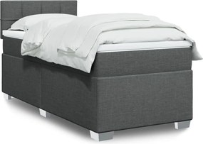 vidaXL Κρεβάτι Boxspring με Στρώμα Σκούρο Γκρι 90x190 εκ. Υφασμάτινο
