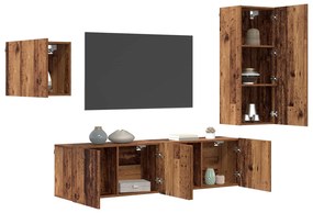 vidaXL Ντουλάπι TV Επιτοίχιο 4 pcs Παλιό Ξύλο Επεξεργασμένο ξύλο