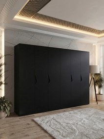 Ντουλάπα Sandi 300 Εξάφυλλη-Μαύρο-Χωρίς καθρέπτη