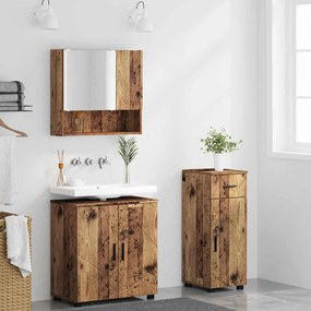 vidaXL Σετ Επίπλων Μπάνιου με πόρτα 3 pcs Παλαιό ξύλο 61 x 35 x 64 εκ.