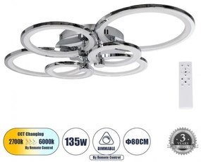 Φωτιστικό Οροφής LED CCT 135W 16200lm ROYAL-R Globostar 61324 Νίκελ Ματ