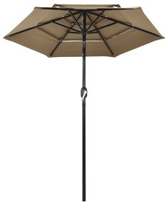 Ομπρέλα 3 Επιπέδων Χρώμα Taupe 2 μ. με Ιστό Αλουμινίου - Μπεζ-Γκρι