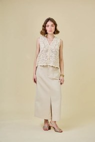 Αμάνικη μπλούζα με κουμπιά από δαντέλα