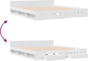 vidaXL Πλαίσιο Κρεβατιού με Συρτάρια Χωρίς Στρώμα Λευκό 200x200 εκ.