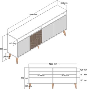 Κονσόλα Καρυδί / Μαύρο GAENAS 180x35x78