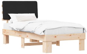 vidaXL Σκελετός Κρεβατιού με Επενδεδυμένο Κεφαλάρι Μαύρο 75 x 190 cm