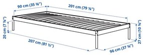 VEVELSTAD σκελετός κρεβατιού με 2 κεφαλάρια, 90x200 cm 794.418.02