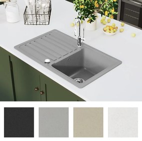 Νεροχύτης Αναστρέψιμος με Μονή Γούρνα &amp; Στραγγιστήρι Γκρι Γρανιτένιος