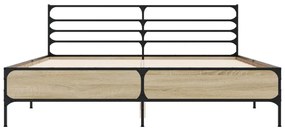 vidaXL Πλαίσιο Κρεβατιού Sonoma Δρυς 160x200 εκ. Επεξ. Ξύλο &amp; Μέταλλο