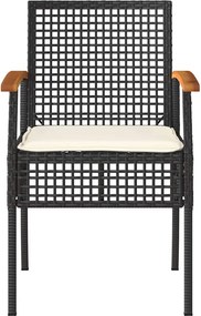 vidaXL Σετ Επίπλων Bistro 3 τεμ. Μαύρο Συνθ. Ρατάν/Ακακία + Μαξιλάρια