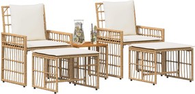 vidaXL Σετ Εξωτερικών Επίπλων 5 pcs Φυσικό και Κρέμα Λευκό