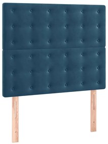 vidaXL Κρεβάτι Boxspring με Στρώμα &amp; LED Σκ. Μπλε 120x200εκ. Βελούδινο