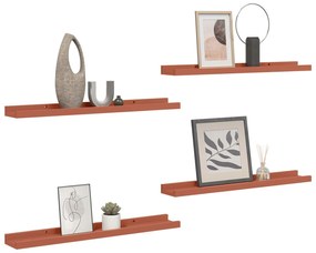 vidaXL Ράφι Τοίχου 4 pcs Κόκκινο 60 x 9 x 3 cm Επεξεργασμένο ξύλο