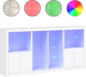 vidaXL Μπουφές με Φώτα LED Λευκός 202 x 37 x 100 εκ.