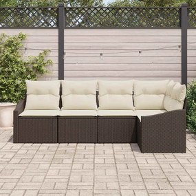 vidaXL Σέτ φαγητού για κήπο με μαξιλάρι 5 pcs Καφέ, Κρέμα