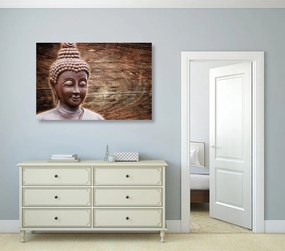 Εικόνα του αγάλματος του Βούδα σε ξύλινο φόντο - 90x60