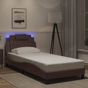 Πλαίσιο Κρεβατιού με LED Καφέ 80x200 εκ. Συνθετικό Δέρμα