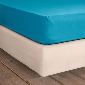 Σεντόνι Unicolors Με Λάστιχο Petrol Blue Nima Ημίδιπλο 120x232cm 100% Βαμβάκι