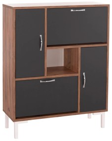 ΠΑΠΟΥΤΣΟΘΗΚΗ MEDY HM18187.02 ΜΕΛΑΜΙΝΗ ΣΕ ΦΥΣΙΚΟ & ΑΝΘΡΑΚΙ-ΜΑΥΡΑ ΠΟΔΙΑ 85x30x108.5Υεκ - 0615378 - HM18187.02