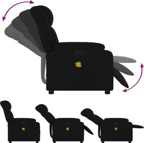 vidaXL Πολυθρόνα Μασάζ Ηλεκ. Ανακλινόμενη Μαύρη Υφασμάτινη