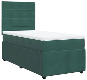 vidaXL Κρεβάτι Boxspring με Στρώμα Σκούρο Πράσινο 80x200 εκ. Βελούδινο